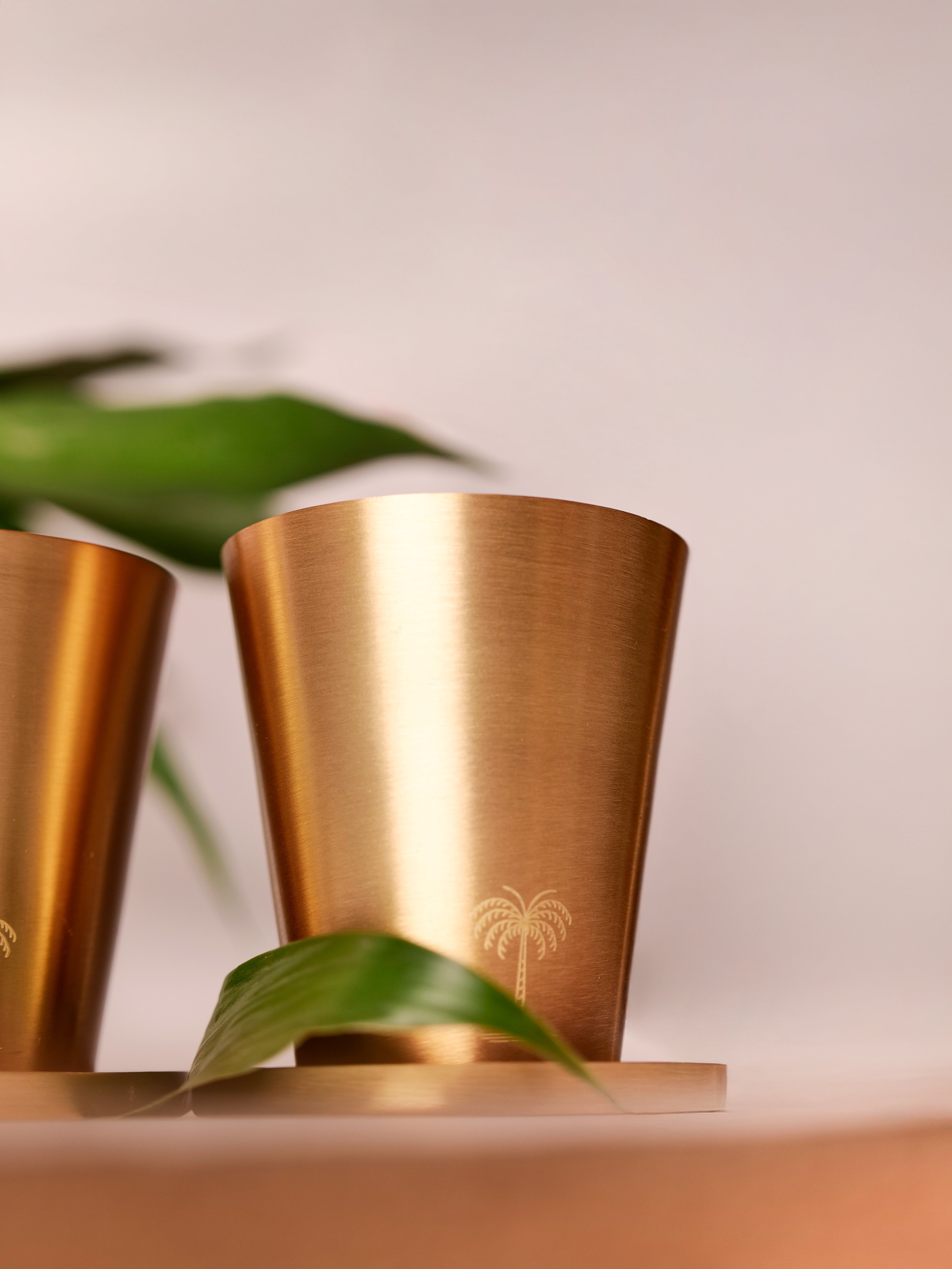 Namah: Aranyam Brass Tumbler Gift Set | Set of 4