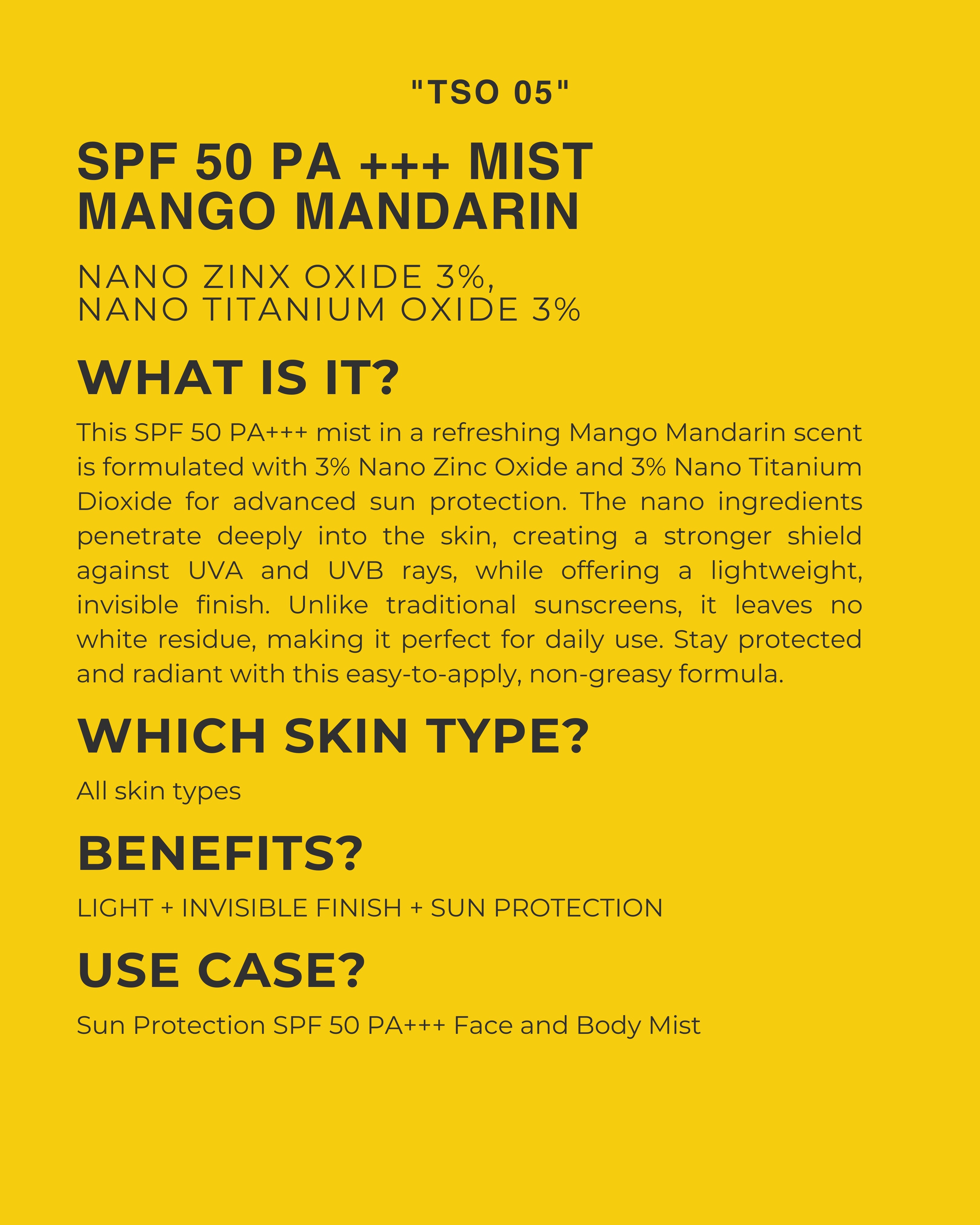 SPF 50 PA+++ Mist Mango Mandarin | Sunscreen Mist For Face and Body