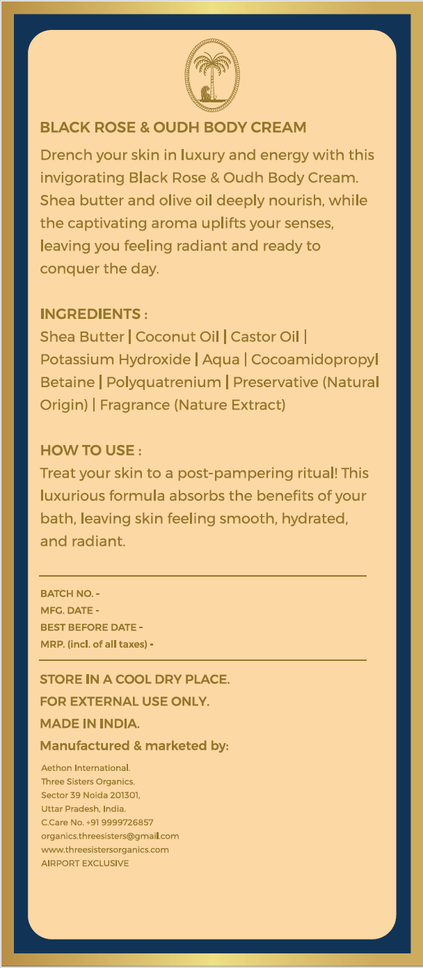 Black Rose & oudh Body Cream