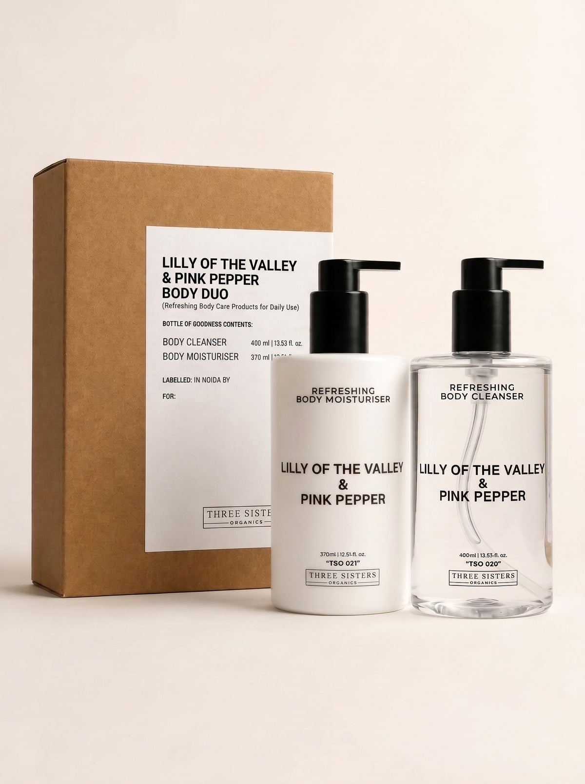 Lilly of the Valley & Pink Pepper Body Duo | Refreshing Cleanser & Moisturiser | Kit