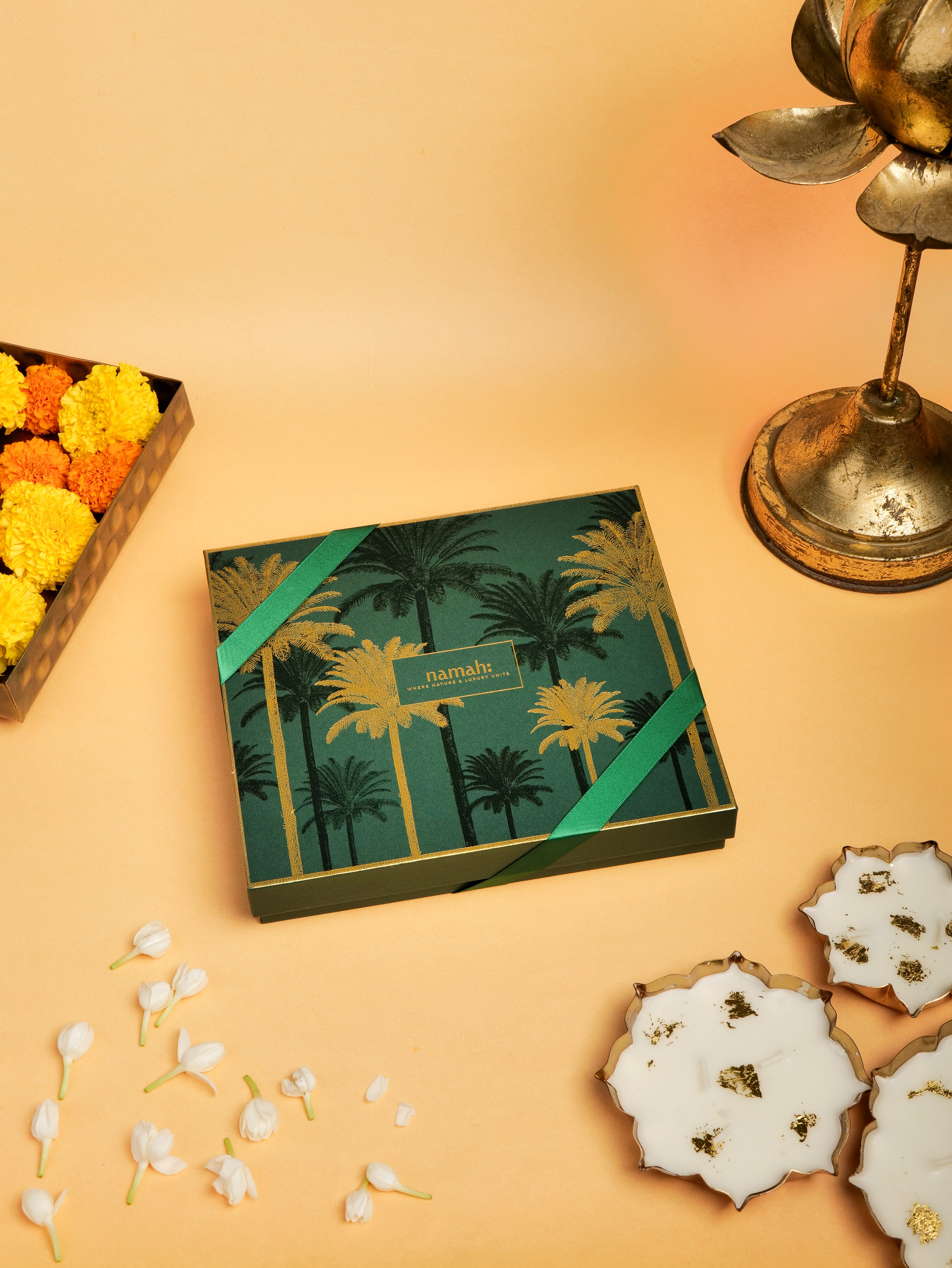 Namah: A Tranquil Offering Festive Shot, Top View, Lifestyle
