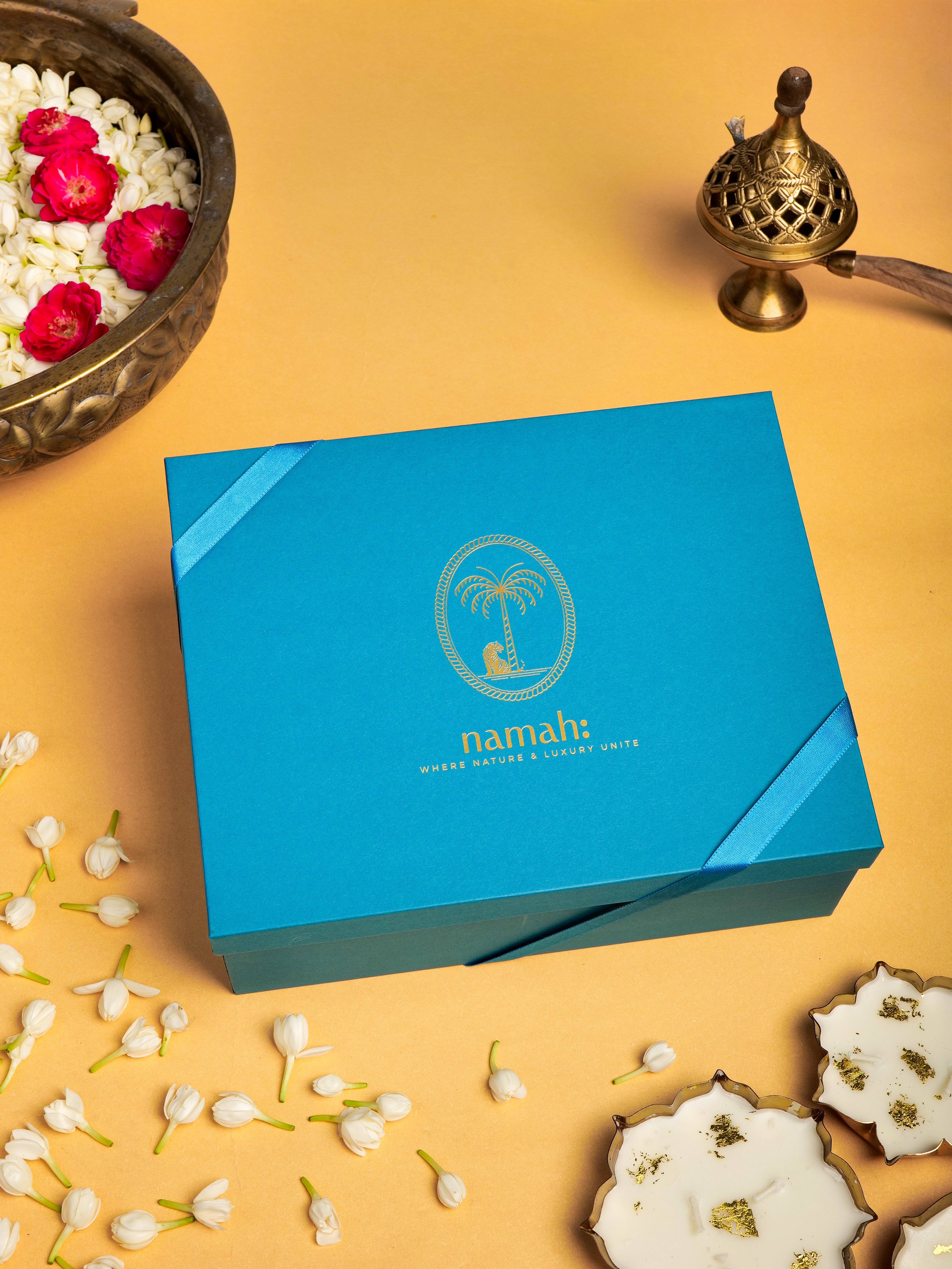 Namah: The Radiance & Calm Ritual Black Rose & Oudh Closed Box, Luxury Gift Set, Top View