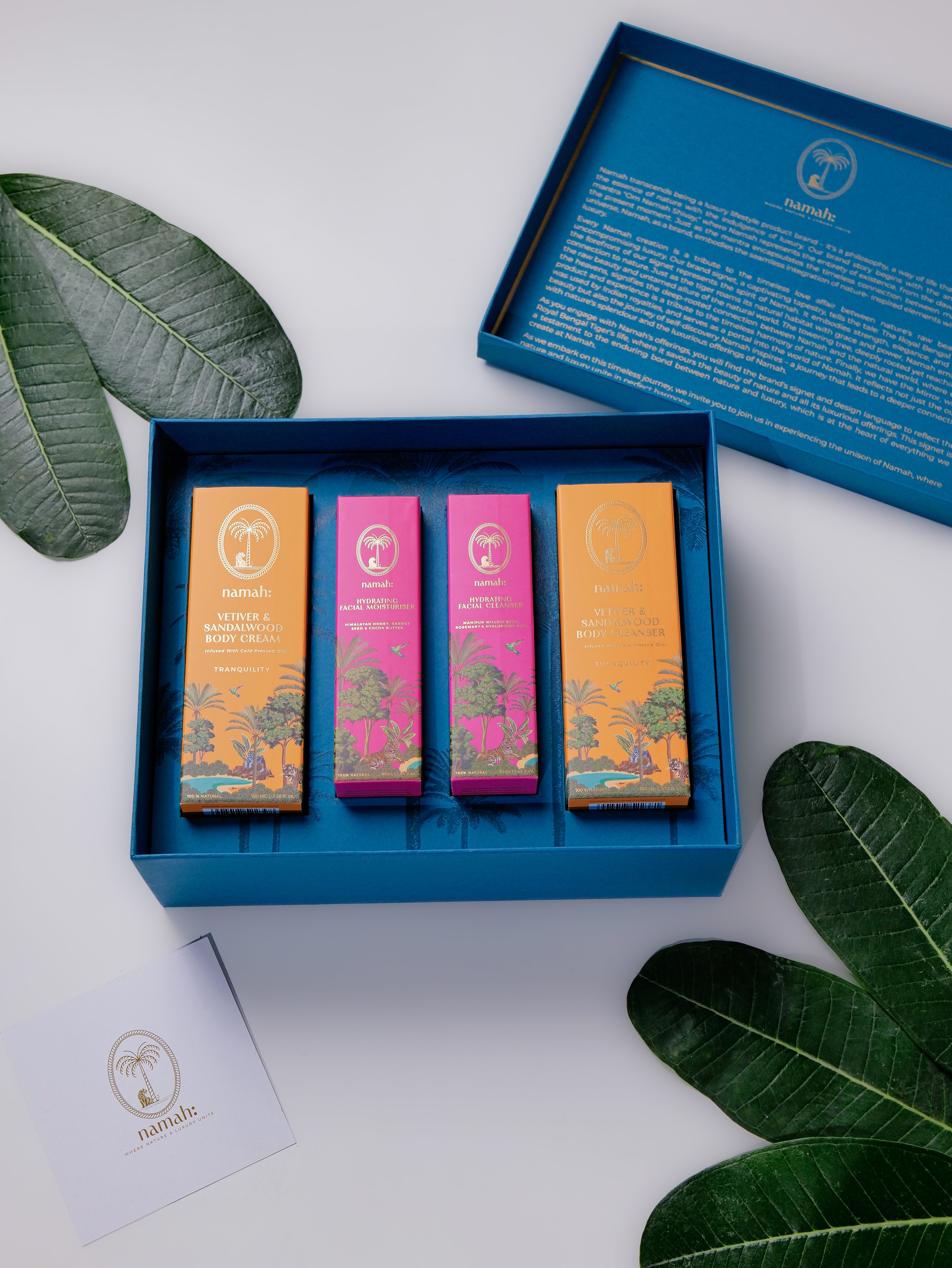 Namah: The Radiance & Calm Ritual Vetiver & Sandalwood, Open Box, Top View