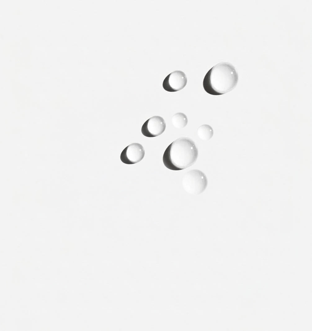 transparent droplet on light grey background
