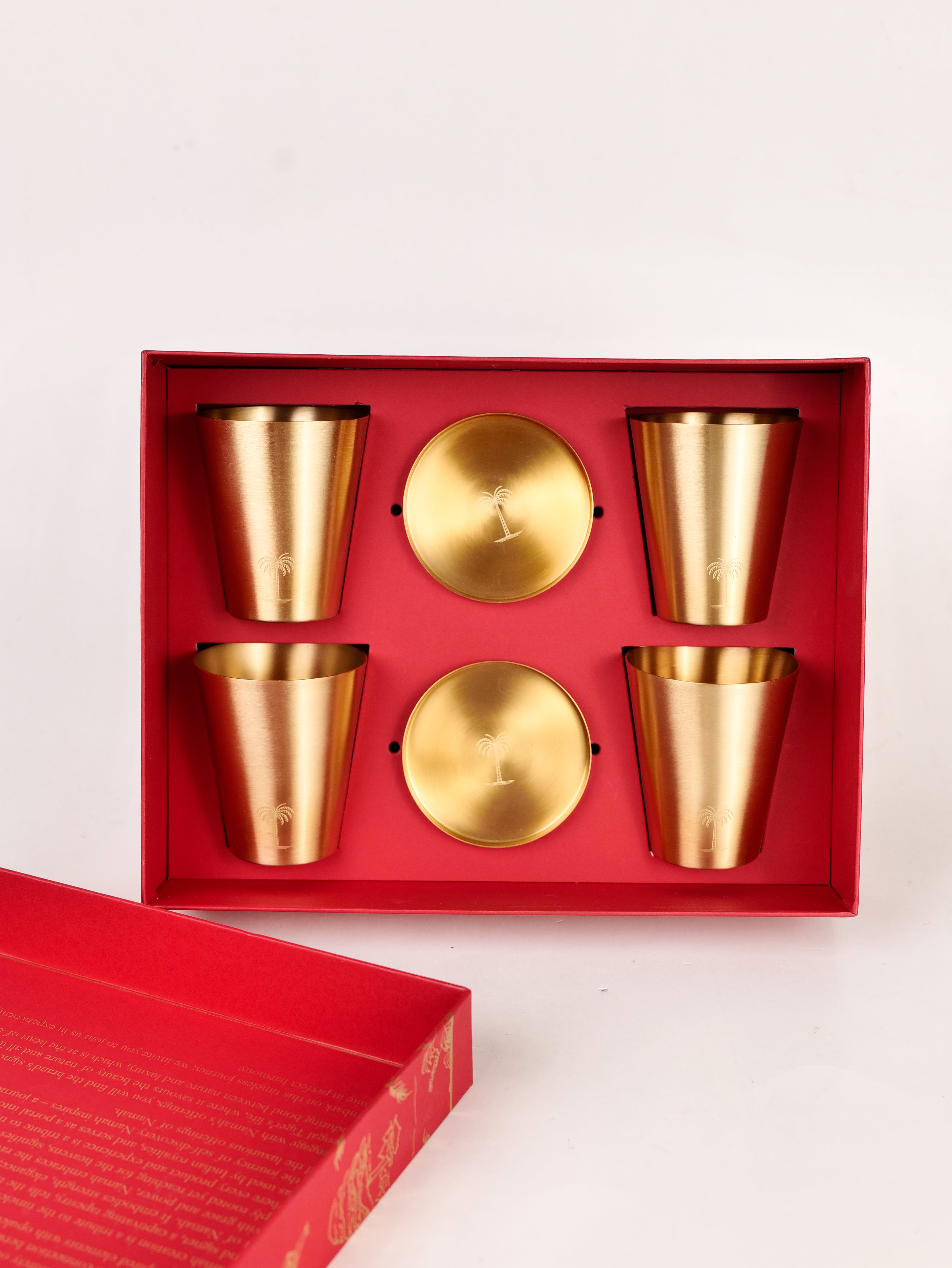 Namah: Aranyam Brass Tumbler Gift Set | Set of 4