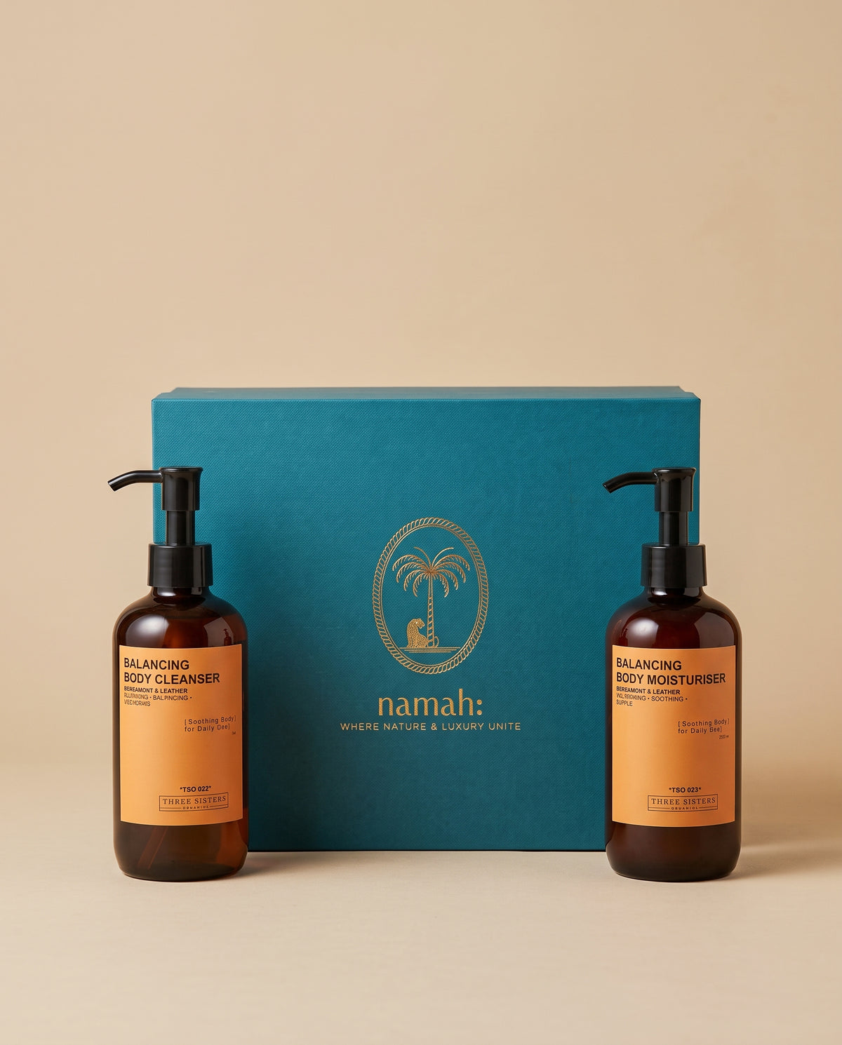 Two bottles of Balancing Body Wash and Cream in a luxury gift box