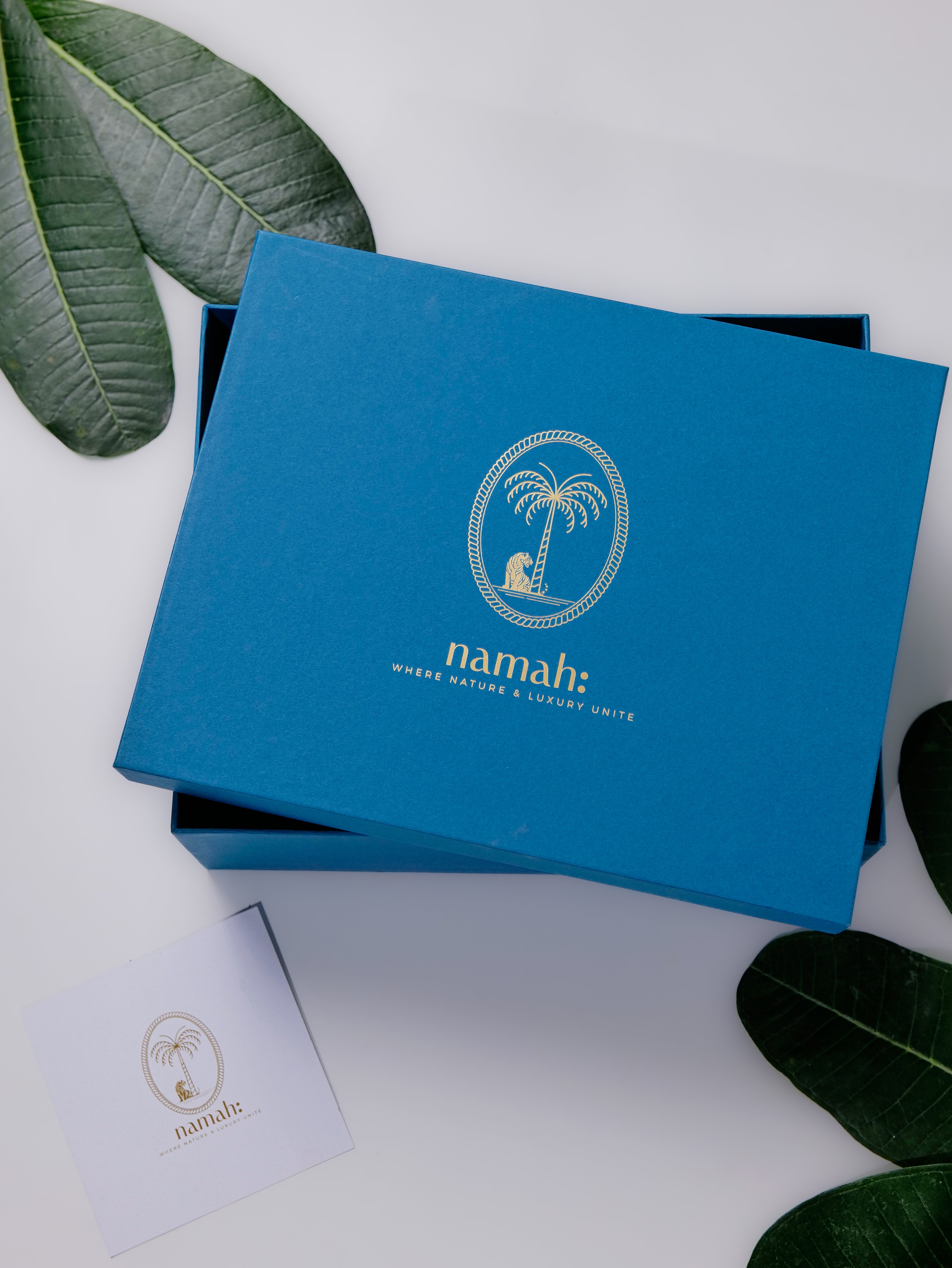 Namah: The Radiance & Calm Ritual Vetiver & Sandalwood, Closed Box, Top View