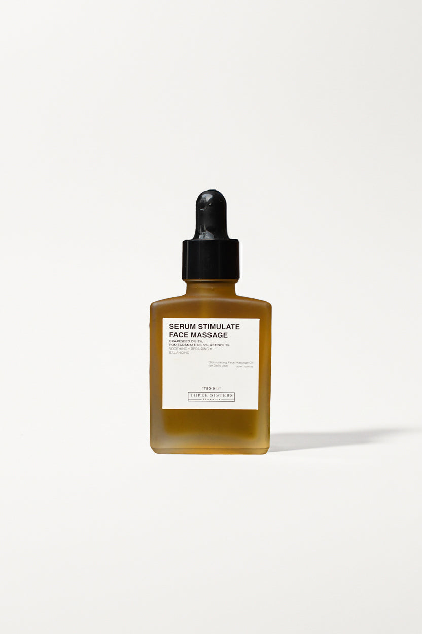 Skincare serum bottle with dropper on a white background