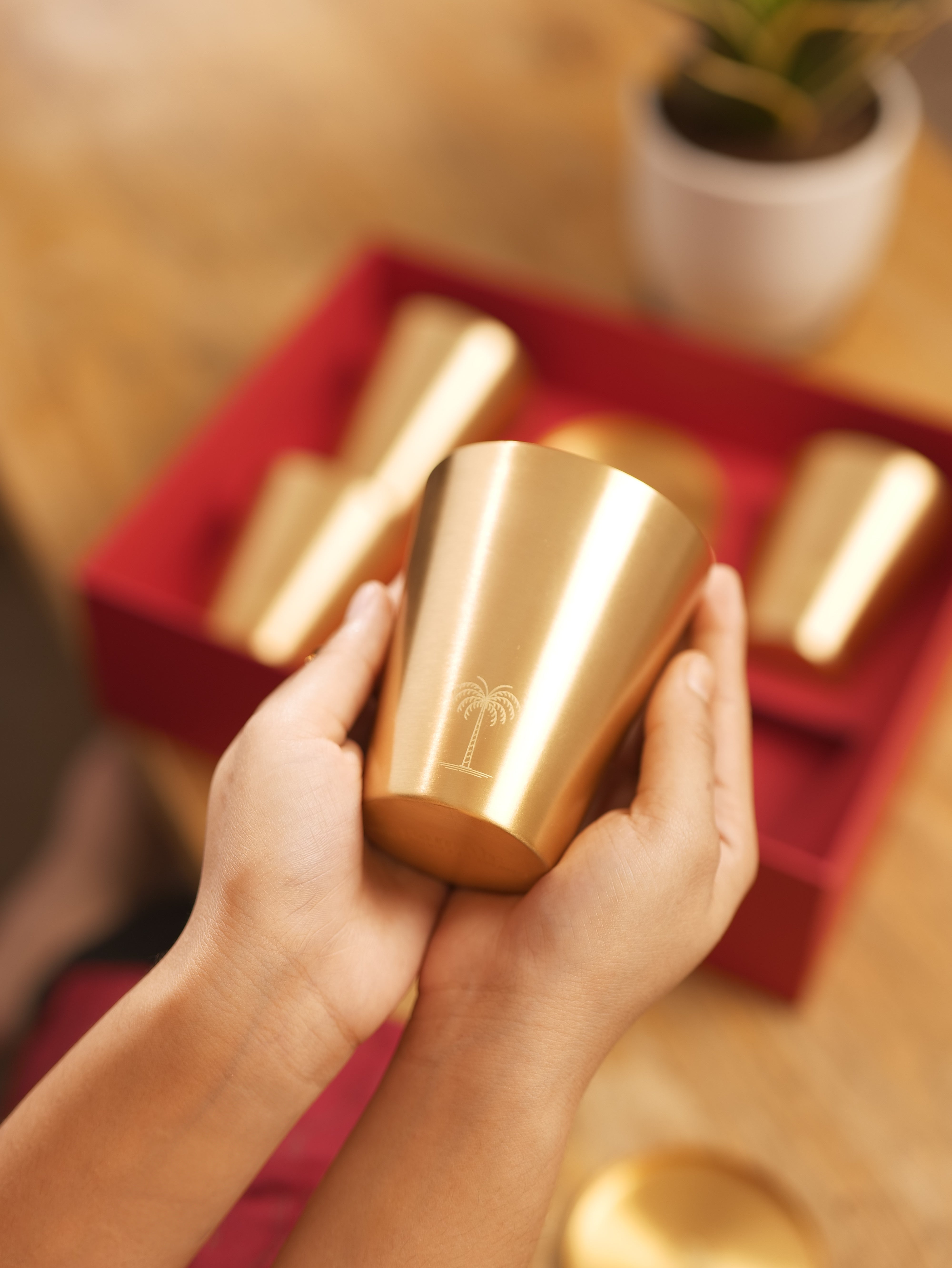 Namah: Aranyam Brass Tumbler Gift Set | Set of 4